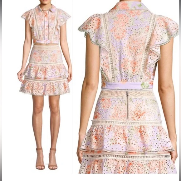 ALICE + OLIVIA | Embroidered Eyelet Top - Picture 4 of 14